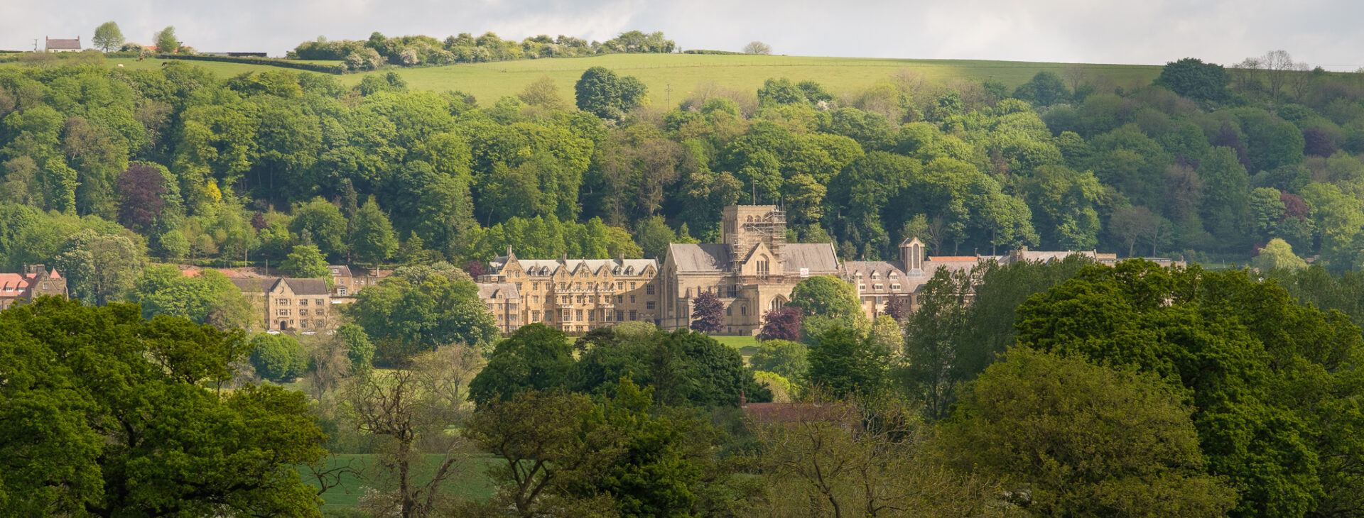 Ampleforth school, abbey and college across the valley.